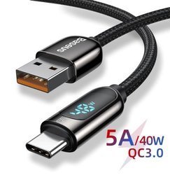 Baseus Display Fast Charging | Kabel USB - Type-C 40W do Huawei XIaomi 27W Quick Charge 3.0 SCP 2m