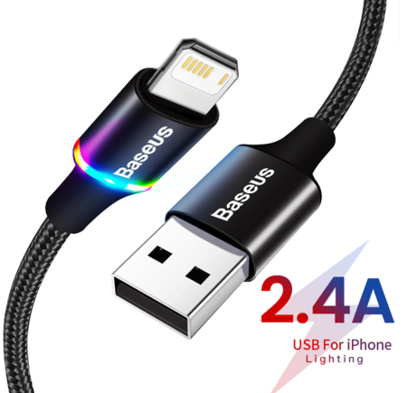 Baseus Halo data | Kabel przewód USB - Lightning do iPhone 6 7 8 2.4A 0.5m EOL